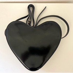AWESOME, RARE HEART-SHAPED LEATHER PURSE. Vintage. Nordstrom. Black.